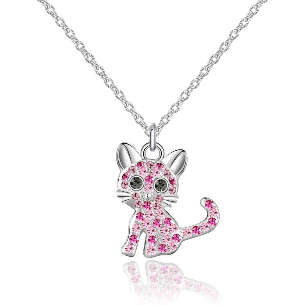 925 Sterling Silver Girls Pink Birthstone Necklace For Cat Lover Women Girls